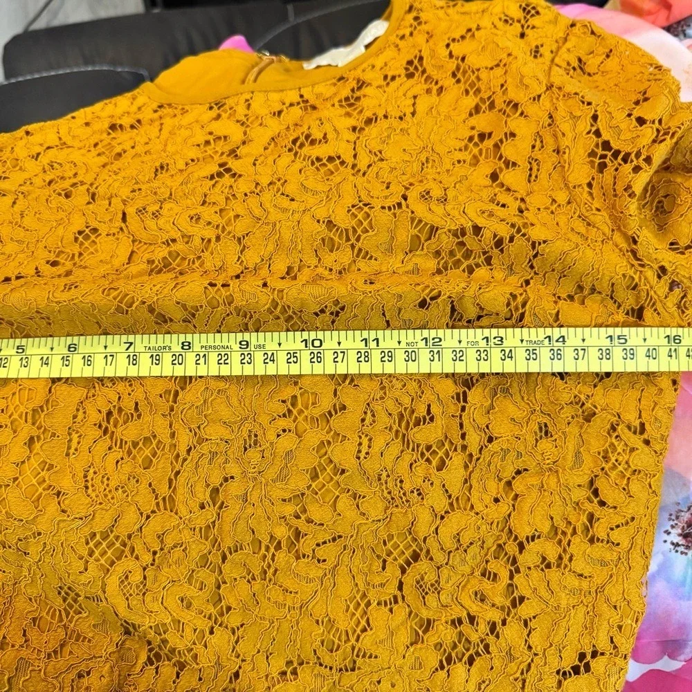 Michael Kors Mustard Lace Midi Dress‎